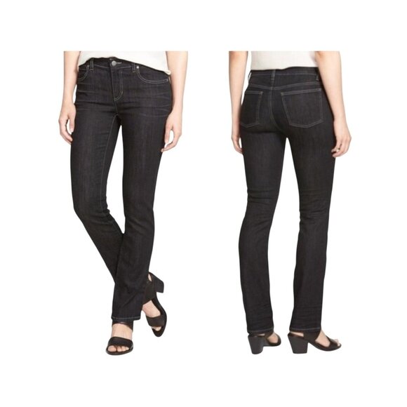 Eileen Fisher Black Slim Straight Jeans Womans 8 - Picture 1 of 11